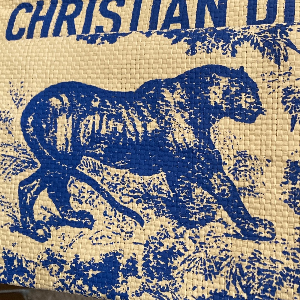 CHRISTIAN DIOR DIORIVIERA Blue Straw Tote with Star Charm NWOT - Picture 7 of 10
